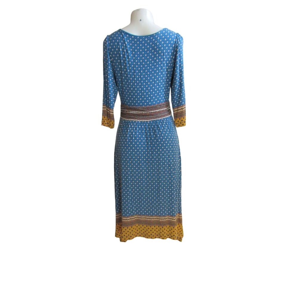 Maeve Anthropologie Blue Multi Colored Midi Rayon Blend Dress in Size M - Picture 5 of 6